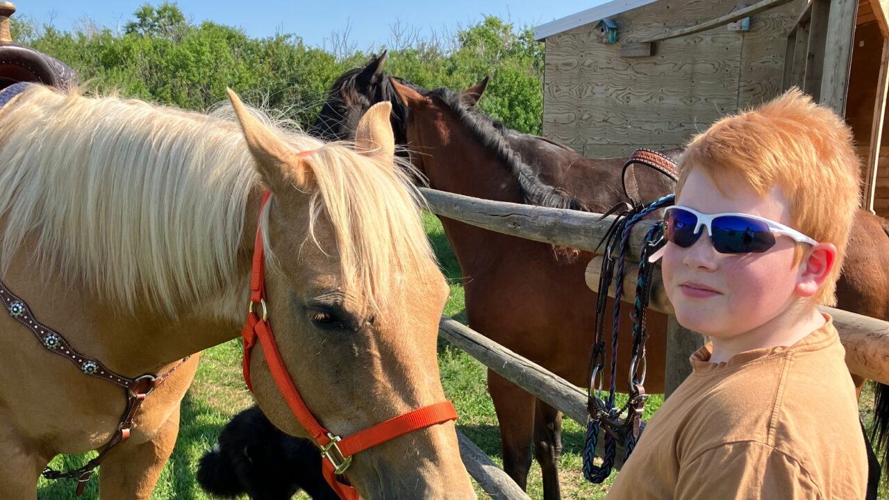 Live outside the box winner for June - Lincoln Fraser in shades with palomino horse